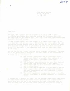 Correspondence from Ms. Kindra Selmon to Congressman James R. Jones regarding nuclear energy, 1985-05-01